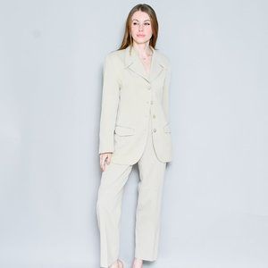 713. VINTAGE Blasé Beige Blazer and Pants Pantsuit S/M